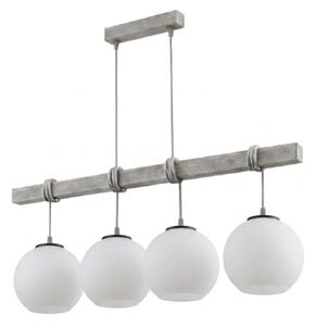 Brilagi - Luster na lanku WOOD GLASS 4xE27/60W/230V borovica/šedá/biela