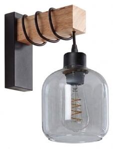 Brilagi - Nástenné svietidlo WOOD GLASS 1xE27/60W/230V borovica/čierna/dymovošedá