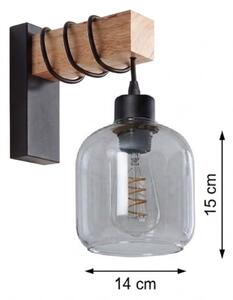 Brilagi - Nástenné svietidlo WOOD GLASS 1xE27/60W/230V borovica/čierna/dymovošedá