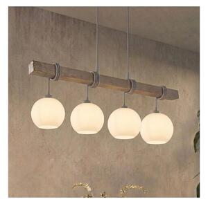 Brilagi - Luster na lanku WOOD GLASS 4xE27/60W/230V borovica/šedá/biela