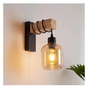BRILAGI - Nástenné svietidlo WOOD GLASS 1xE27/60W/230V borovica/čierna/dymová hnedá