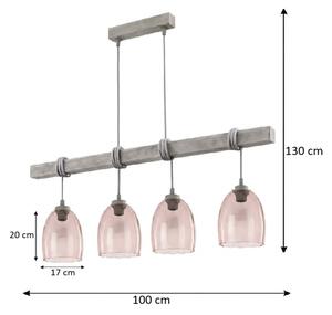 Brilagi - Závesný luster na lanku WOOD GLASS 4xE27/60W/230V borovica/sivá/dymová béžová