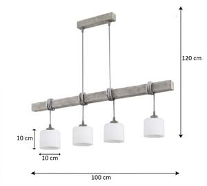 Brilagi - Závesný luster na lanku WOOD GLASS 4xE27/60W/230V borovica/šedá/biela