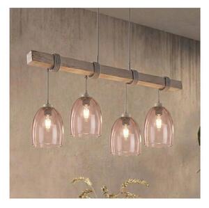 Brilagi - Závesný luster na lanku WOOD GLASS 4xE27/60W/230V borovica/sivá/dymová béžová