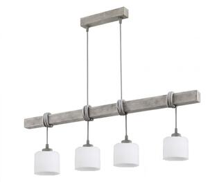 Brilagi - Závesný luster na lanku WOOD GLASS 4xE27/60W/230V borovica/šedá/biela