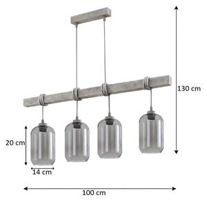Brilagi - Závesné svietidlo na kábli WOOD GLASS 4xE27/60W/230V borovica/šedá/dymovo šedá