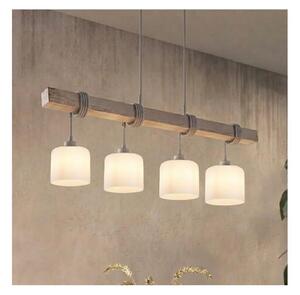 Brilagi - Závesný luster na lanku WOOD GLASS 4xE27/60W/230V borovica/šedá/biela
