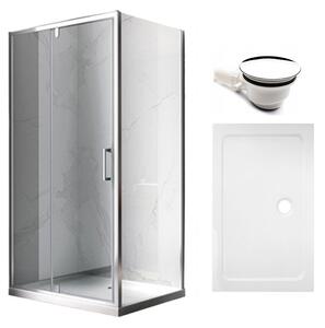 BPS-koupelny Obdĺžnikový sprchovací kút KZ103C 120x80 chróm/transparent + vanička ST03C WH biela