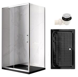 BPS-koupelny Obdĺžnikový sprchovací kút KZ103A 100x80 chróm/transparent + vanička SXL03C BL čierna
