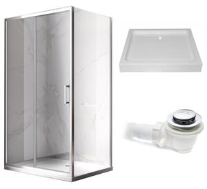 BPS-koupelny Obdĺžnikový sprchovací kút KZ103A 100x80 chróm/transparent + vanička SXL03C WH biela