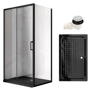 BPS-koupelny Obdĺžnikový sprchovací kút KZ103 BL 90x80 čierny/transparent + vanička SXL03B BL čierna
