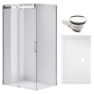 BPS-koupelny Obdĺžnikový sprchový kút KZ12B 100x80 chróm/transparent + vanička ST03A WH biela