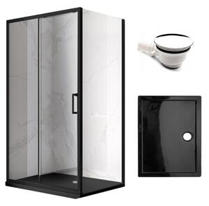 BPS-koupelny Obdĺžnikový sprchový kút KZ103 BL 90x80 čierny/transparent + vanička ST03E BL čierna