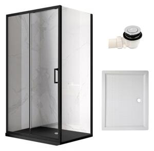 BPS-koupelny Obdĺžnikový sprchovací kút KZ103 BL 90x80 čierna/transparent + vanička SXL03B WH biela