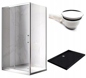 BPS-koupelny Obdĺžnikový sprchový kút KZ103B 110x80 chróm/transparent + vanička ST03A BL čierna