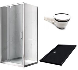 BPS-koupelny Obdĺžnikový sprchový kút KZ06B 100x80 chróm/transparent + vanička ST03A BL čierna