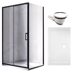 BPS-koupelny Obdĺžnikový sprchový kút KZ103A BL 100x80 čierny/transparent + vanička ST03A WH biela