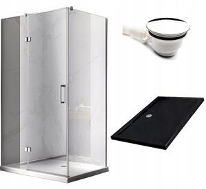 BPS-koupelny Obdĺžnikový sprchovací kút KZ02D BL 120x80 chróm/transparent + vanička ST03C čierna