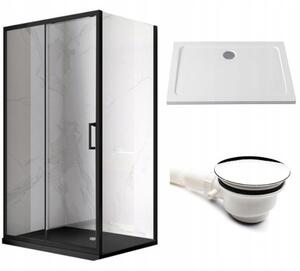BPS-koupelny Obdĺžnikový sprchový kút KZ103C BL 120x80 čierna/transparent + vanička ST03C WH biela