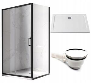 BPS-koupelny Obdĺžnikový sprchovací kút KZ103B BL 110x80 čierny/transparent + vanička ST03B WH biela