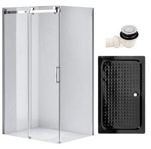BPS-koupelny Obdĺžnikový sprchový kút KZ202C 120x90 chróm/transparent + vanička SXL04C BL čierna