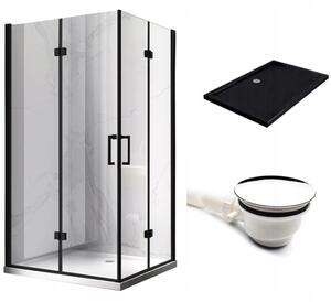 BPS-koupelny Obdĺžnikový sprchový kút KZ12B BL 100x80 čierny/transparent + vanička ST03A BL čierna