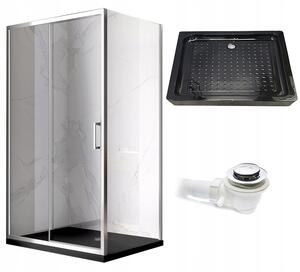 BPS-koupelny Obdĺžnikový sprchovací kút KZ103B 110x80 chróm/transparent + vanička SXL03D BL čierna