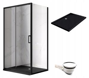 BPS-koupelny Obdĺžnikový sprchovací kút KZ103B BL 110x80 čierny/transparent + vanička ST03B BL čierna