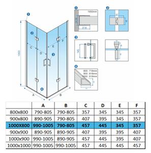 BPS-koupelny Obdĺžnikový sprchový kút KZ12B BL 100x80 čierna/transparent + vanička ST03A WH biela