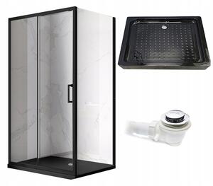 BPS-koupelny Obdĺžnikový sprchovací kút KZ103A BL 100x80 čierny/transparent + vanička SXL03C BL čierna