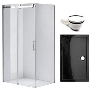 BPS-koupelny Obdĺžnikový sprchový kút KZ202C 120x90 chróm/transparent + vanička ST04C BL čierna
