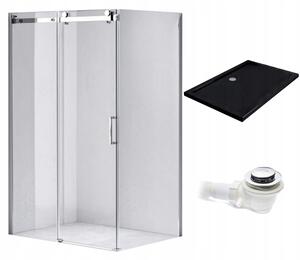 BPS-koupelny Obdĺžnikový sprchový kút KZ203C 120x80 chróm/transparent + vanička ST03C BL čierna