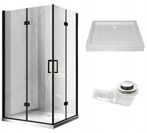 BPS-koupelny Obdĺžnikový sprchový kút KZ12B BL 100x80 čierny/transparent + vanička SXL03C WH biela