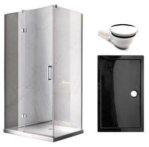 BPS-koupelny Obdĺžnikový sprchovací kút KZ03D 120x100 chróm/transparent + vanička ST06C BL čierna