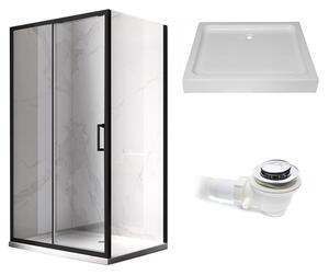 BPS-koupelny Obdĺžnikový sprchovací kút KZ103A BL 100x80 čierny/transparent + vanička SXL03C WH biela