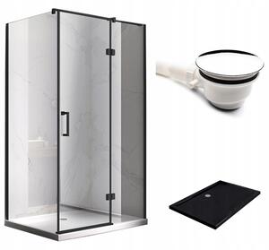 BPS-koupelny Obdĺžnikový sprchovací kút KZ03D BL 120x100 čierna/transparent + vanička ST06C BL čierna