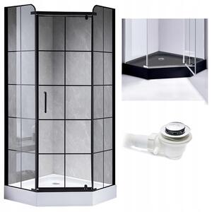 BPS-koupelny Päťuholníkový sprchový kút BS06B 80x80 cm čierna/transparent + vanička SXL07A BL čierna