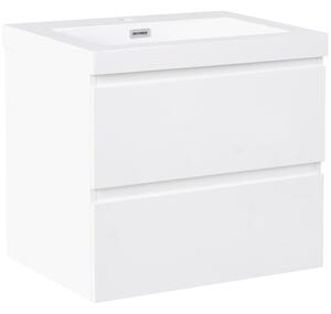 Závesná kúpeľňová skrinka s umývadlom biela MDF 60 x 46 cm s 2 zásuvkami úložný priestor moderný štýl kúpeľňa