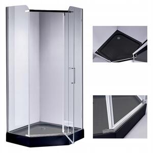 BPS-koupelny Päťuholníkový sprchový kút KZ91A 80x80 cm chróm/transparent + vanička SXL07A BL čierna