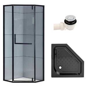 BPS-koupelny Päťuholníkový sprchový kút KZ4026A BL 80x80 čierna/transparent + vanička SXL07A BL čierna
