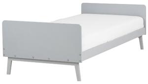Drevená posteľ sivá 90 x 200 cm borovicové drevo rám postele s roštom moderný škandinávsky štýl spálňa