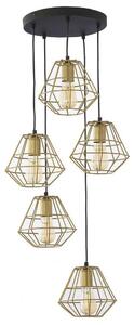 Luster na lanku DIAMOND 5xE27/15W/230V čierna/zlatá