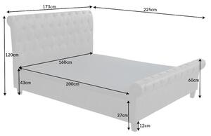 Invicta Interior - Manželská posteľ chesterfield KENSINGTON 160x200 cm, mikrovlákno, tmavošedá