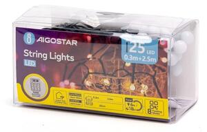 Aigostar - LED vonkajšia vianočná reťaz 25xLED/8 funkcií 3xAA 2,8m IP44 teplá biela