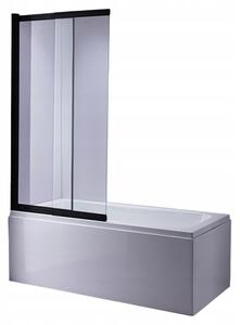 BPS-koupelny Dvojdielna vaňová zástena PR07 BL 85x150 čierna/transparent