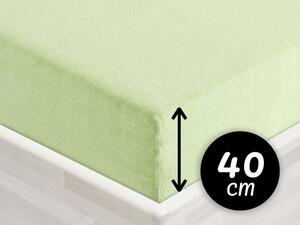 Froté napínacie prestieradlo na extra vysoký matrac FR-018 Pastelovo zelené 140 x 200 - výška 40 cm