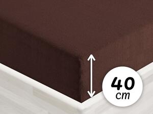 Froté napínacie prestieradlo na extra vysoký matrac FR-026 Čokoládovo hnedé 90 x 200 - výška 40 cm