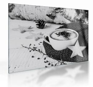 Sklenený obraz - Zimné cappuccino (70x50 cm)