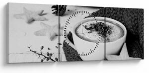 Obraz - Zimné cappuccino (s hodinami) (90x30 cm)