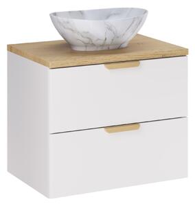 Comad Kúpeľňová skrinka s doskovým umývadlom Aster White 60 biela mat/dub cremona